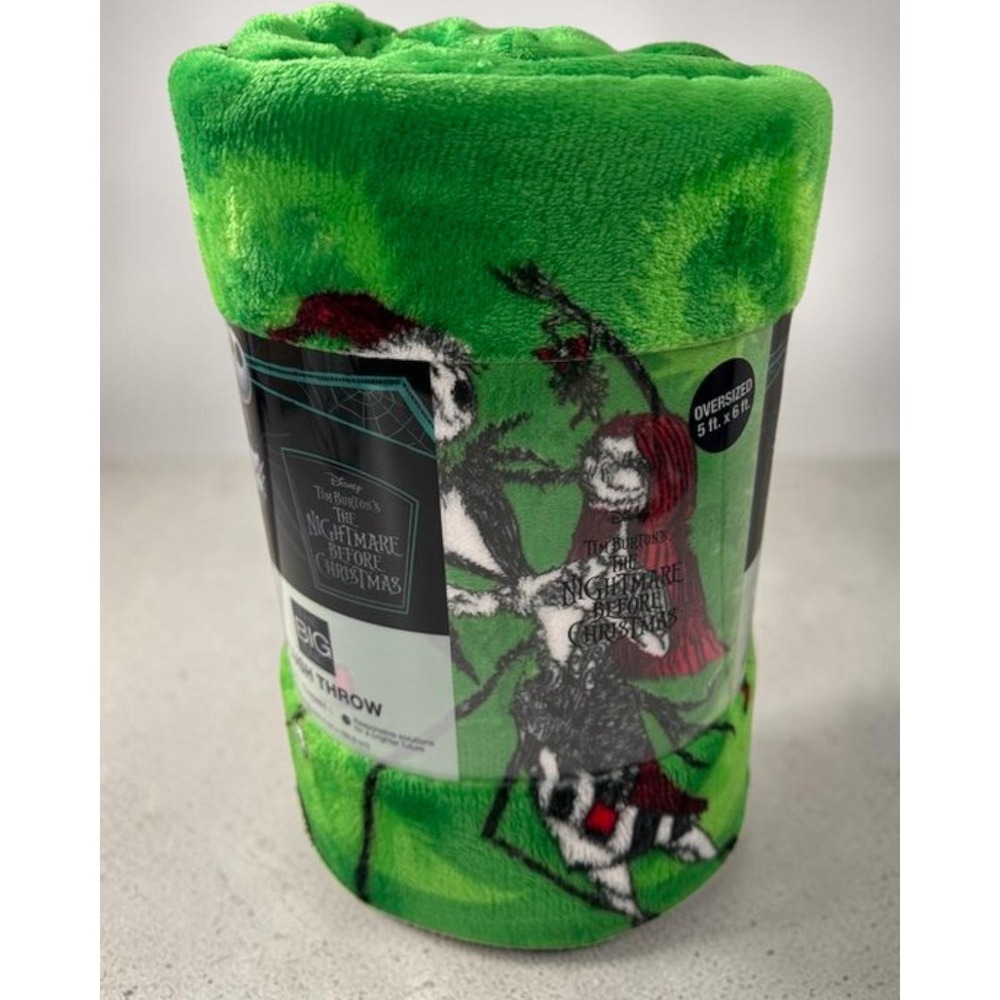 The Big One Nightmare Before Christmas Jack Sally Green Plush Throw 5 ft x 6 ft